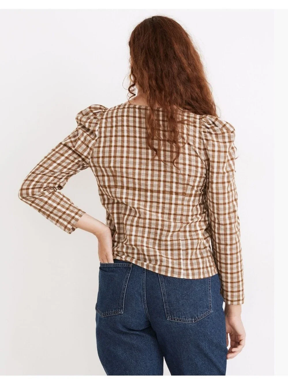 Madewell Westover Top in Sandown Plaid Weathered Olive Size 6